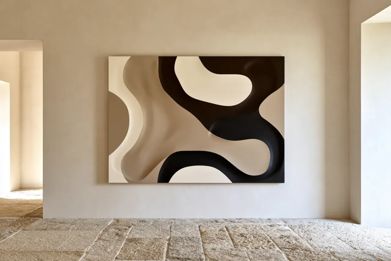 Intérieur minimaliste en plâtre, généré avec Midjourney