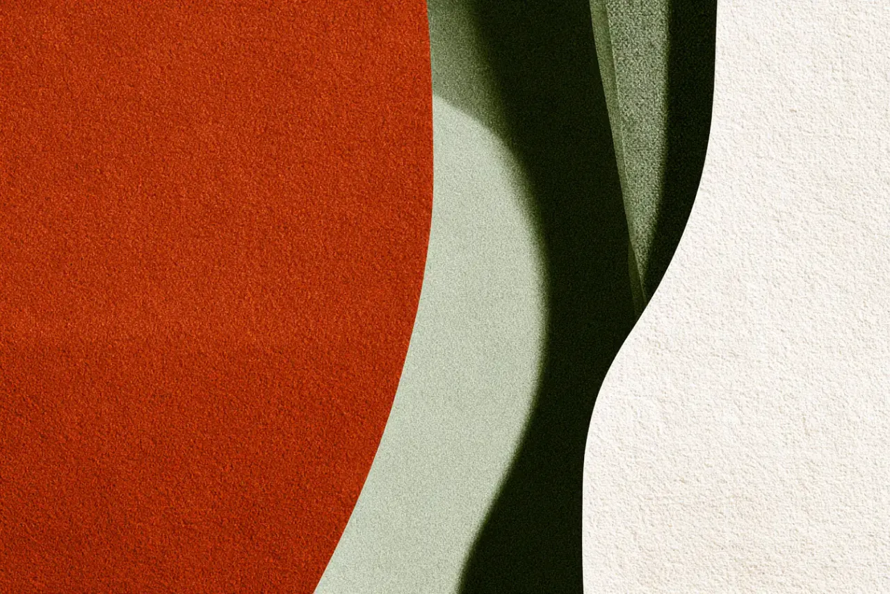 Organic shapes in risograph, generated with Midjourney