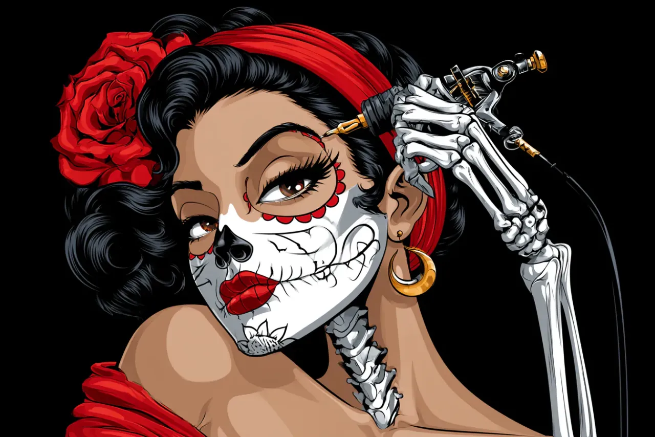 Día de los Muertos vector illustration, generated with Midjourney
