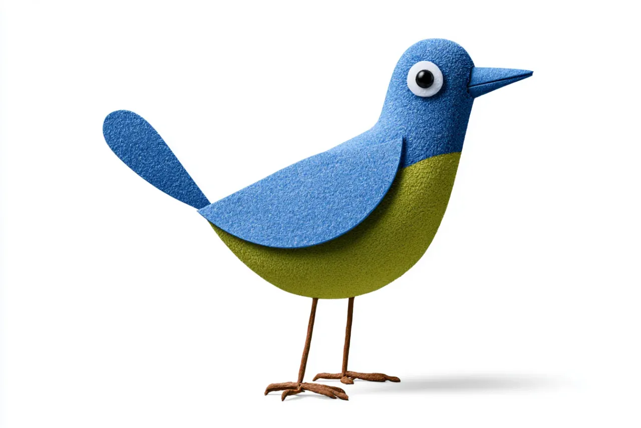 Felt bird, generated with Midjourney