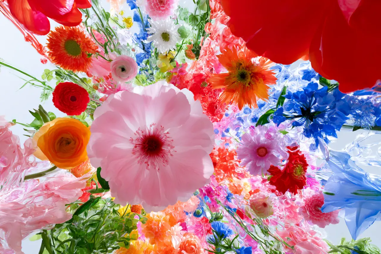 Maximalist flower bouquet, generated with Midjourney
