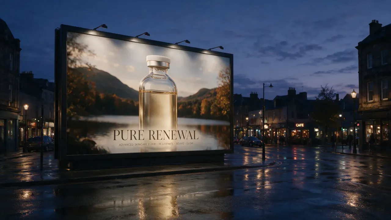 Panneau publicitaire cosmétique, généré avec Seedream 5.0 Pro
